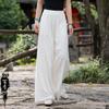 2025 Fall/Winter Cotton Linen Women's Chic Wide-Leg Skirt Pants - Textured, Flowy, and Leg-Elongating