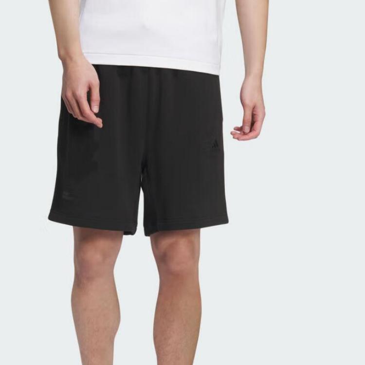 Adidas Solid Color Lace-Up Breathable Mid-Waist Casual Shorts Men Shorts Black IT3930