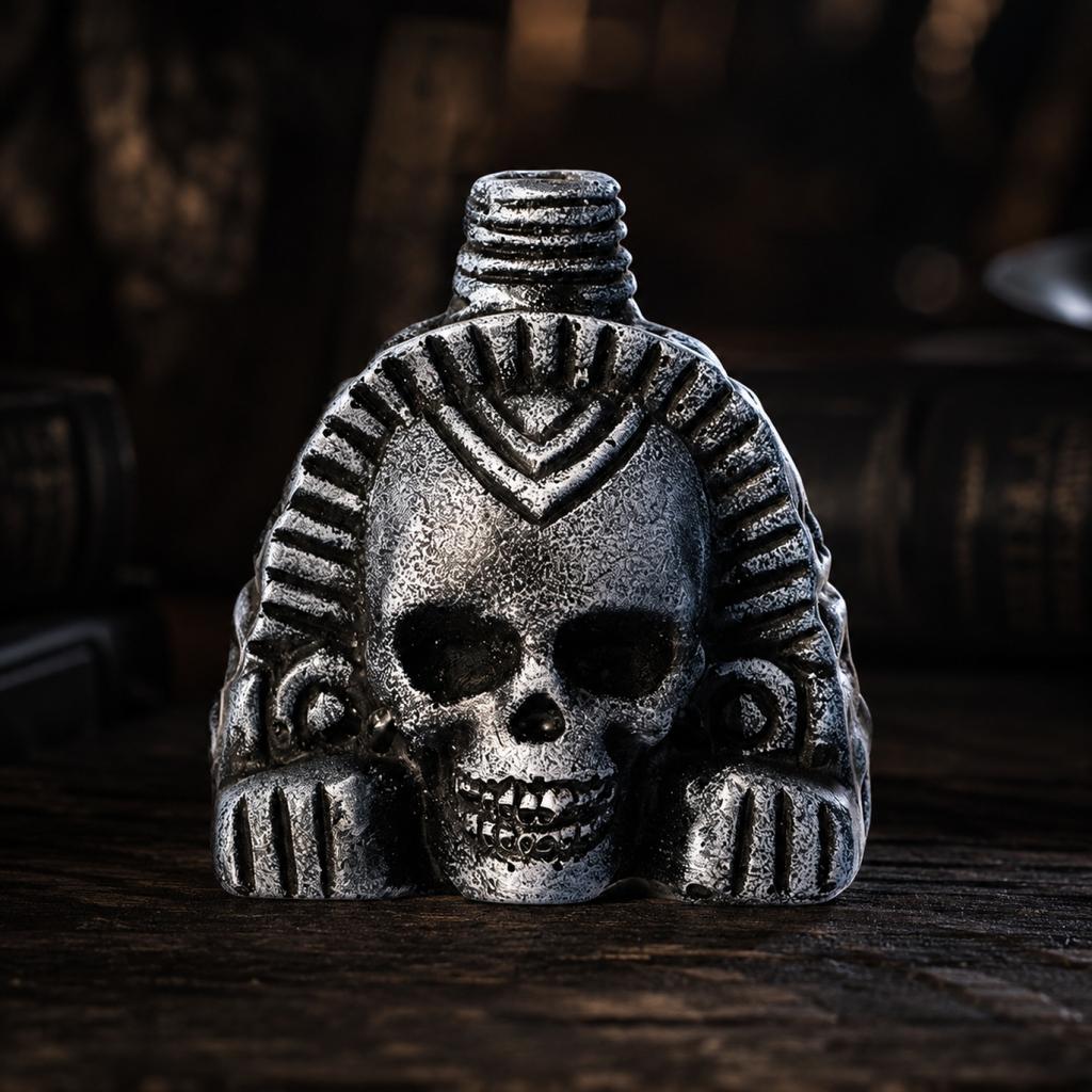 Aztec Style Skull Ring with Detailed Carvings Ancient Design Inspired Jewelry for Collectors and Enthusiasts Durable Metal Construction