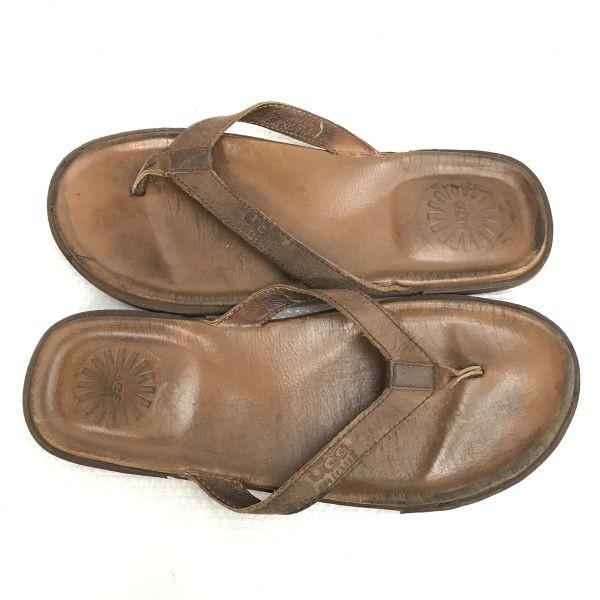 UGG Australia Leather Sandals UK9 27.5-28 Brown flat(USED)