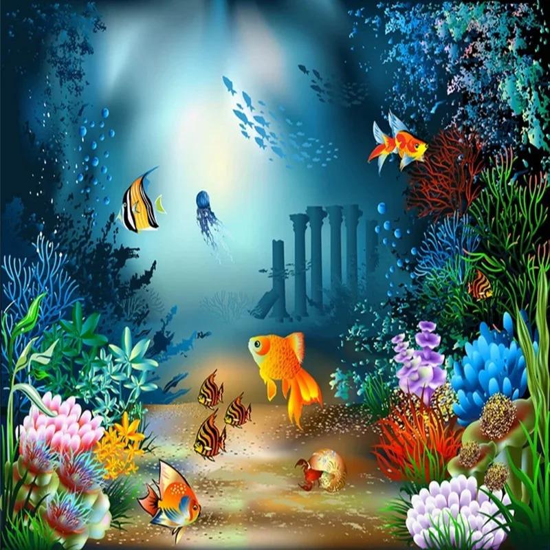 3d Cartoon Wallpaper Underwater World Photo Wall Painting Children's Bedroom Cartoon Mural Decor Wall Paper For Walls 3d