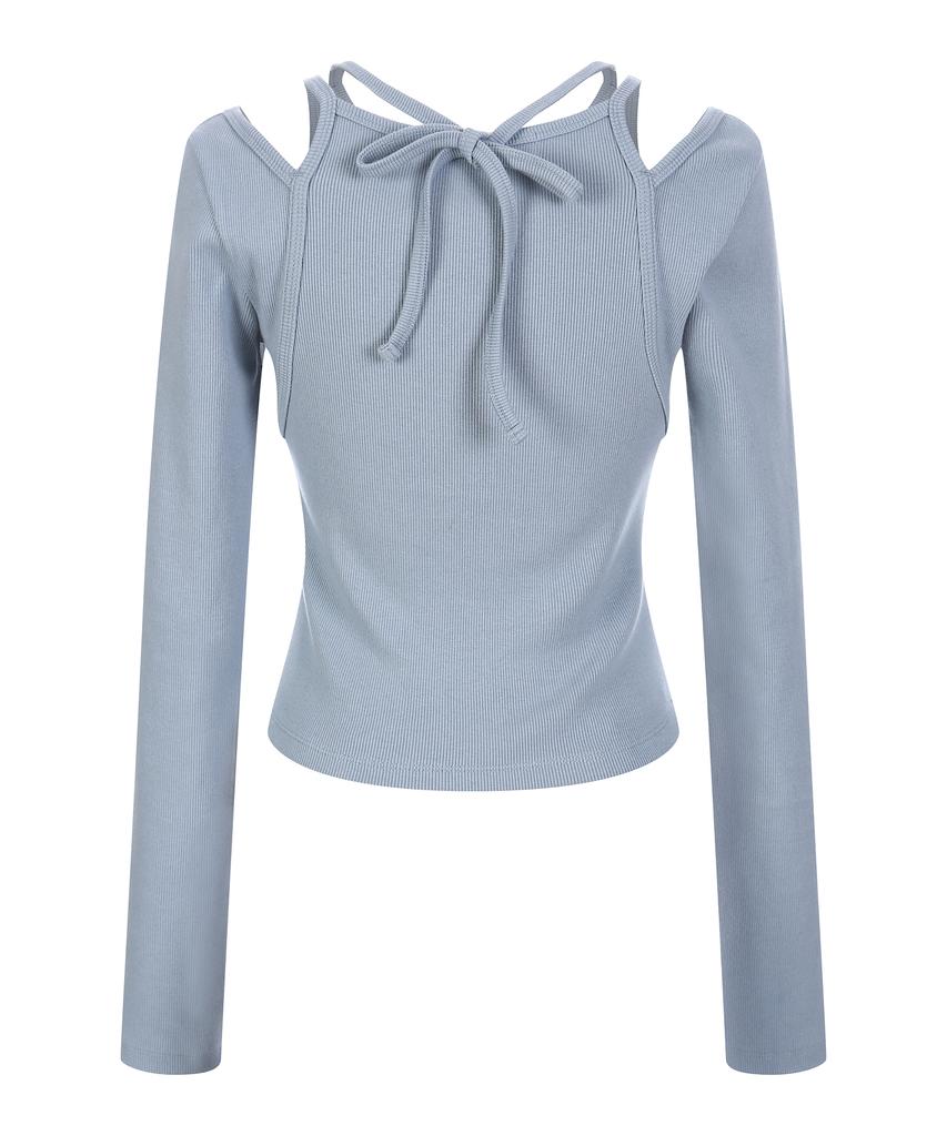 LALAFOX Shoulder Slit Halterneck T-Shirt Skyblue Shoulder Slit T-Shirt Bq4Cl007