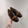 Autumn and winter new round head low heel one-button small leather shoes women's leather versatile loafers