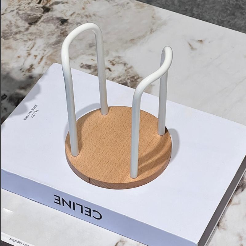 Disposable Cup Storage Holder Rack Shelf Water Cups Organizer Supplie Dispenser with Wood Mug Display Rack Desktop Decoration