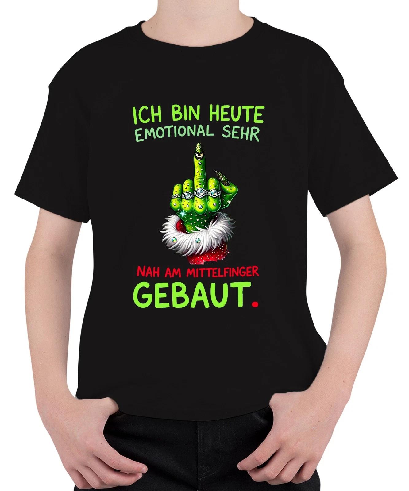 ICH BIN HEUTE EMOTIONAL NAH AM MITTELFINGER Grinch Weihnachten Unisex Kinder T-S XL