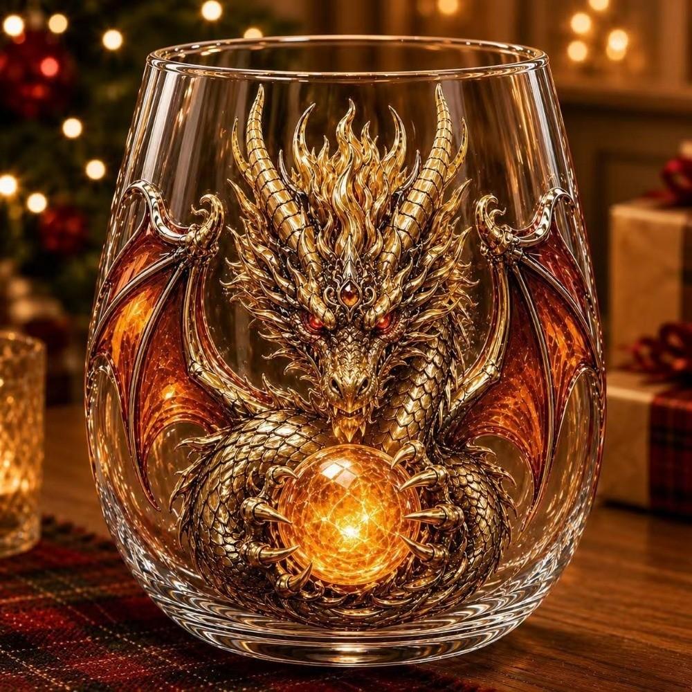 2D Print Wine Glass Dragon Halloween Art Cup Spooky Halloween Glass Gifts