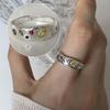 Fashion Colorful Zircon Heart Open Rings for Women Girl Vintage Crystal Star Adjustable Finger Rings Wedding Party Jewelry