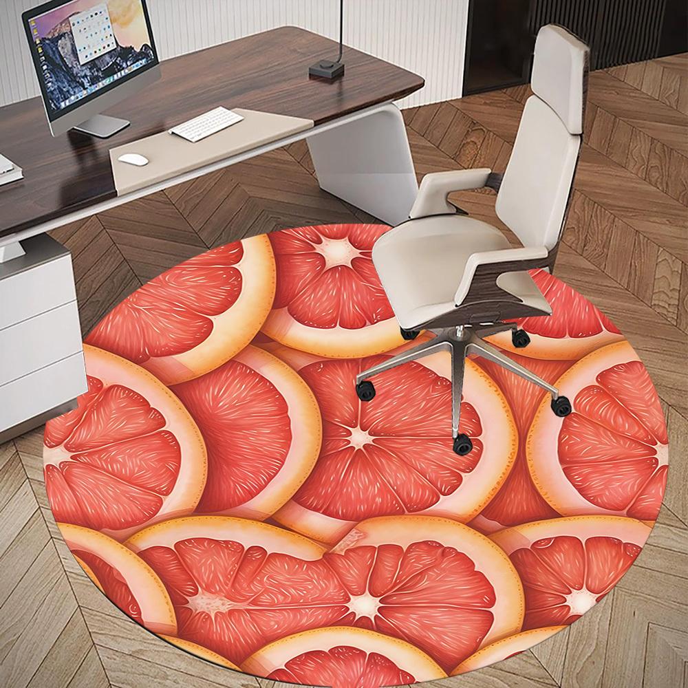 1pc Grapefruit slices Round Chair mat Area Rug - Non-Slip, Floor Mat for Office, Bedroom, and Indoor Decor c1125848