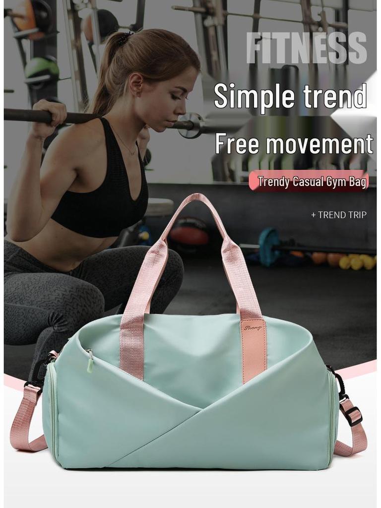 Sporttasche für Yoga mit großem Fassungsvermögen, bedrucktem Logo und Nass-/Trockenfach, ideal für Reisen und Fitnessstudio mit Schuhfach