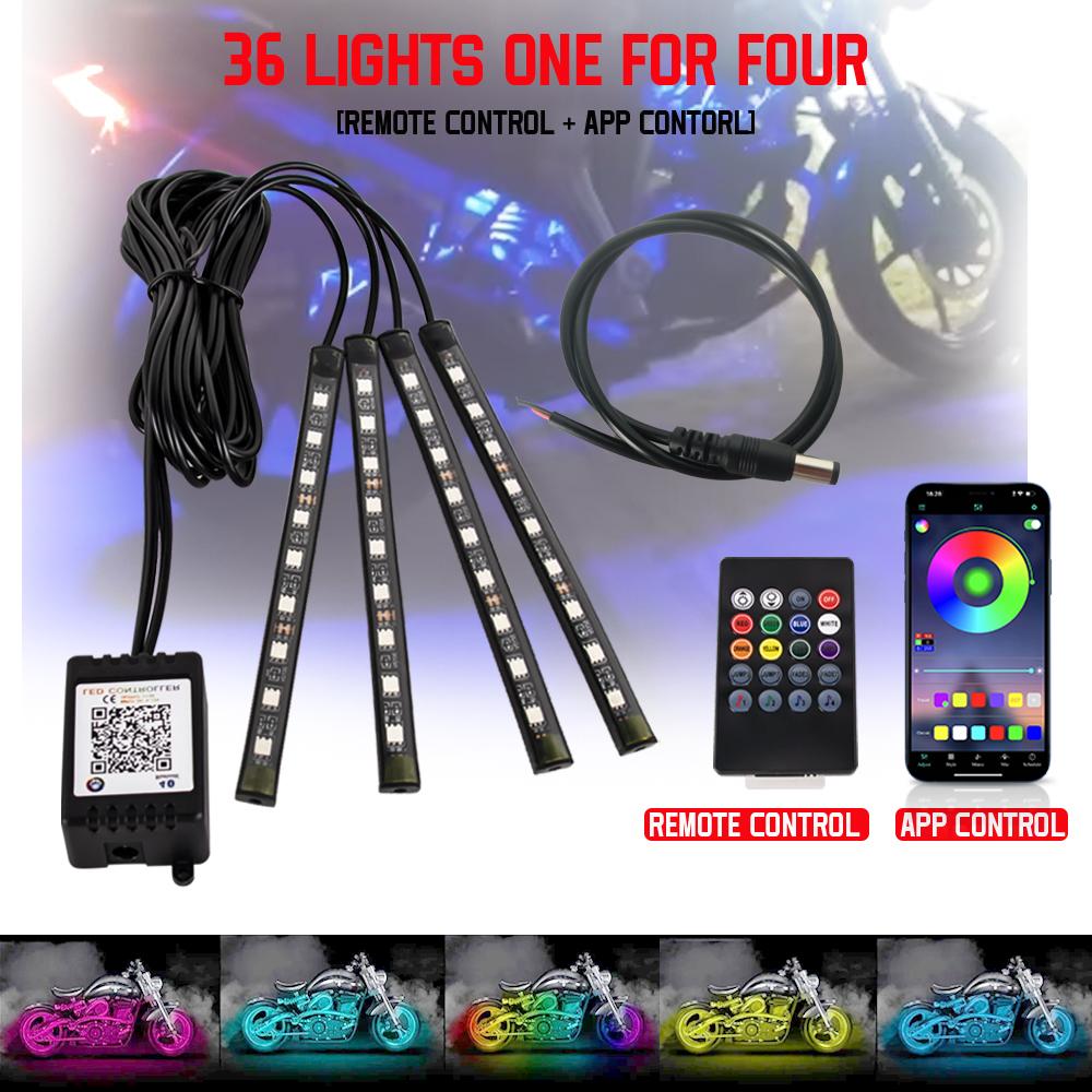 Motorcycle Led Decorative Lamp Underglow Lights RGB Waterproof App Remote Control For ATV UTV Motorbike  Atmosphere Light