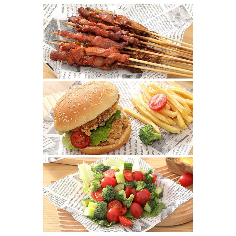 100Pcs Oil-Proof Wax Paper Food Wrapper Paper Bread Sandwich Burger Fries Wrapping Tray Basket Liners Fast Food Bread Oilpaper