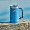 STANLEY Vacuum Mug, 0.7L, Hammertone Lake Blue, Beer Mug, Vacuum Insulated, Stainless Steel, Carbonated, Keeps Drinks Cold, Outdoor Use, Dishwasher Sa