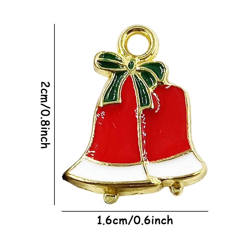 10pcs Bell Xmas Tree Enamel Pendant Santa Snowflake Charms DIY Christmas Gift Necklace Bracelet Accessories Party Supply