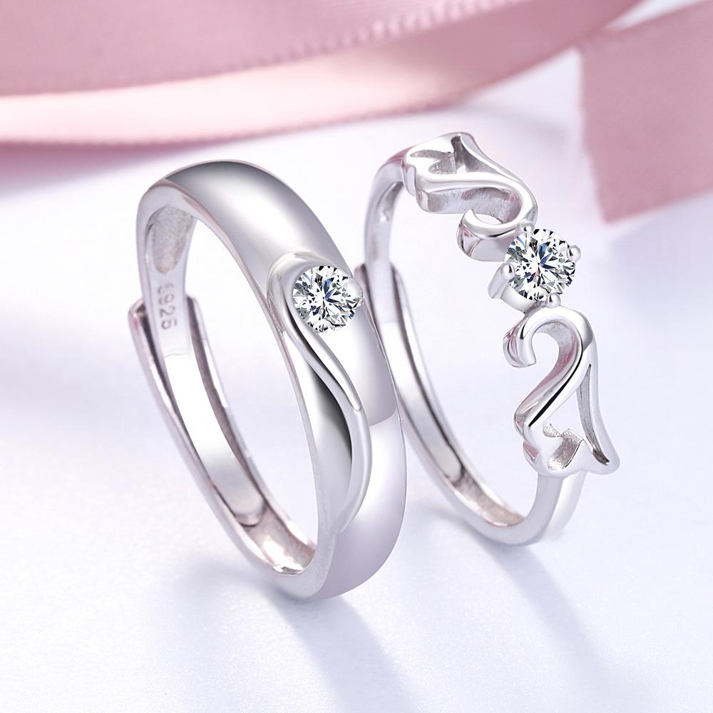 Tonglin S925 Sterling Ezüst Állítható Párgyűrűk - Személyre szabott Esküvői Gyűrűk Férfiaknak és Nőknek.