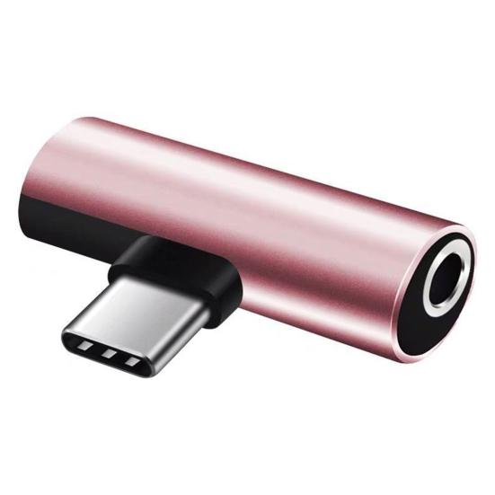 

Аудиоадаптер 2 в 1 для быстрой зарядки и стабильной передачи, Plug and Play, конвертер с Type-C на 3,5 мм разъем для наушников, аудиоаксессуары розовый