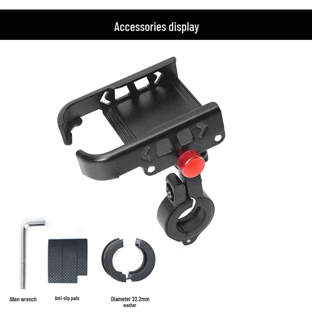 Aluminum Alloy Shockproof Phone Holder for 22/25mm Bicycle & Motorcycle Handlebars
