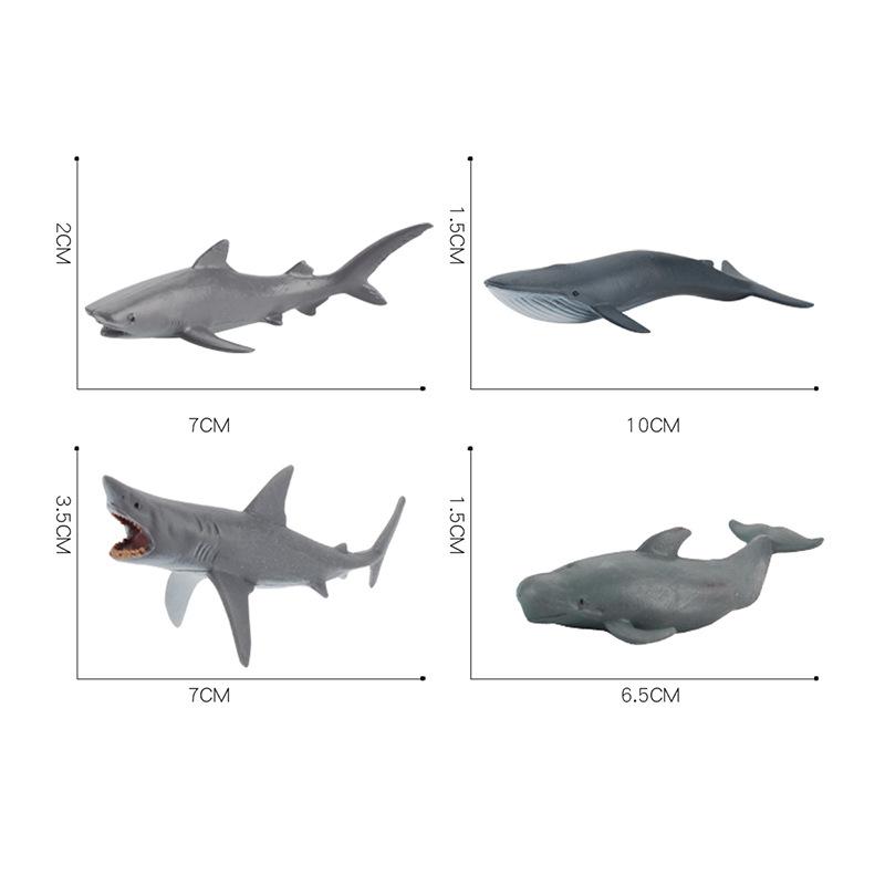 Mini Marine Creature Model Great White Shark Blue Whale Pilot Whale Shark Ornament Hand-Drawn Solid Toy