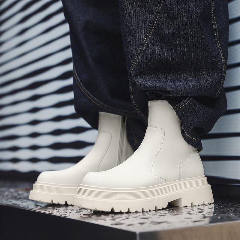 

Мужские повседневные универсальные ботинки Мартин с внутренней платформой для увеличения роста, ботинки-локомотивы в стиле ретро средней высоты, рабочие ботинки, короткие ботинки 59690-W 38 белый