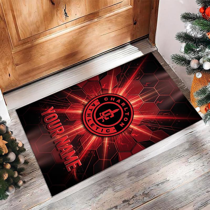 Charlton Athletic Printed Crystal Velvet Rug Non‑Slip Crystal Velvet Carpet For Sofa Bedroom Indoor Home Decoration