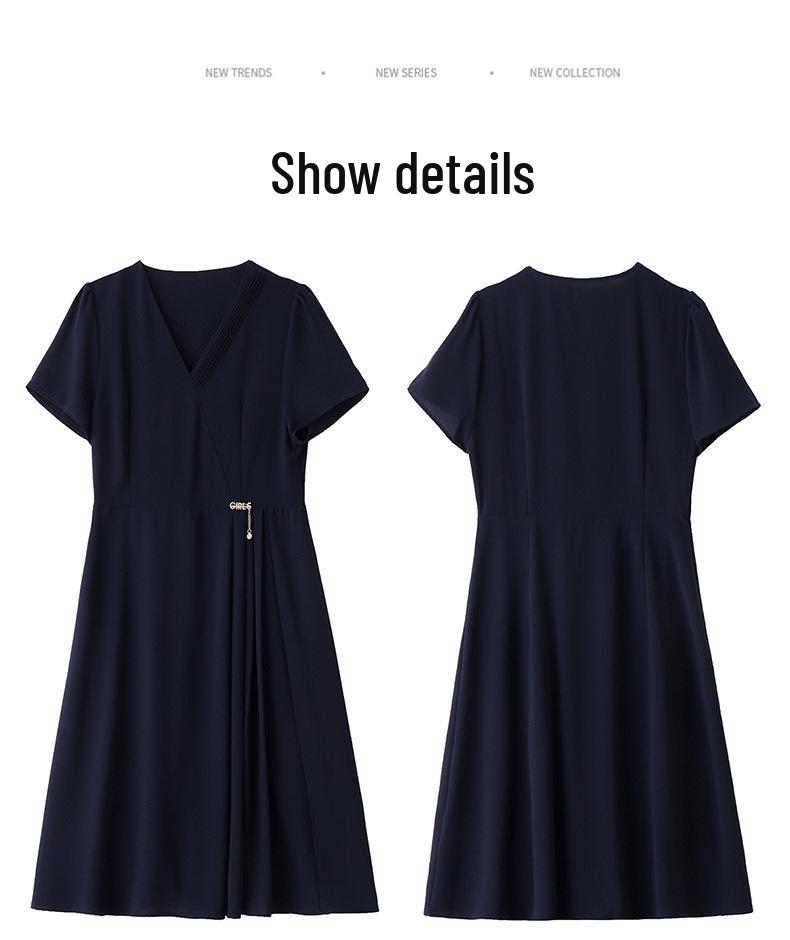 Women's Summer 2025 Short Sleeve V-Neck A-Line Dress, Waist-Slimming and Elegant Design (LX273)