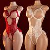 White Red Sexy Lace Underwear Erotic Hollow Bra Set Women Crotchless Bodysuit Transparent Deep V Open Bra Lingerie Set