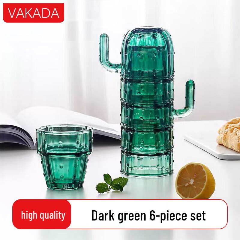 VAKADA Stackable Cactus Design Glass Cups