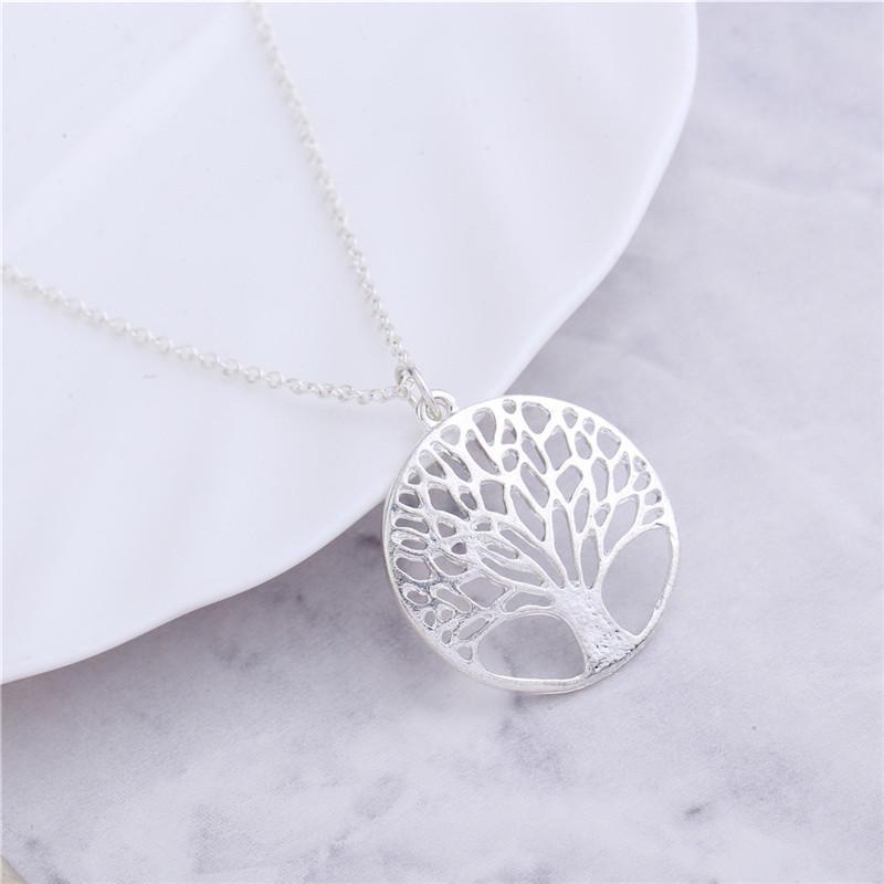 Collier arbre à souhaits circulaire creux, chaîne de pull, accessoires de bijoux de vie nordique
