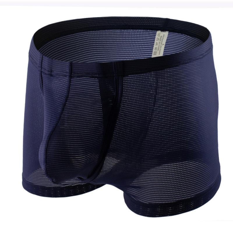 Men Boxers Briefs Fly Pouch Front Open Bulge Underwear Separated Pouch Trunks Mesh Breathable Panties Male Dual Pouch Underpant