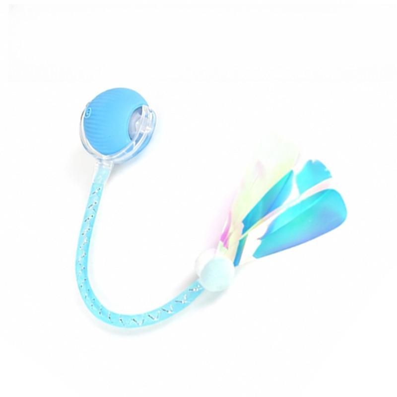 Electric Rolling Cat Toy Ball Rattle Sound Bendable Feather Ribbon Interactive Self‑play Toy For Indoor Cats