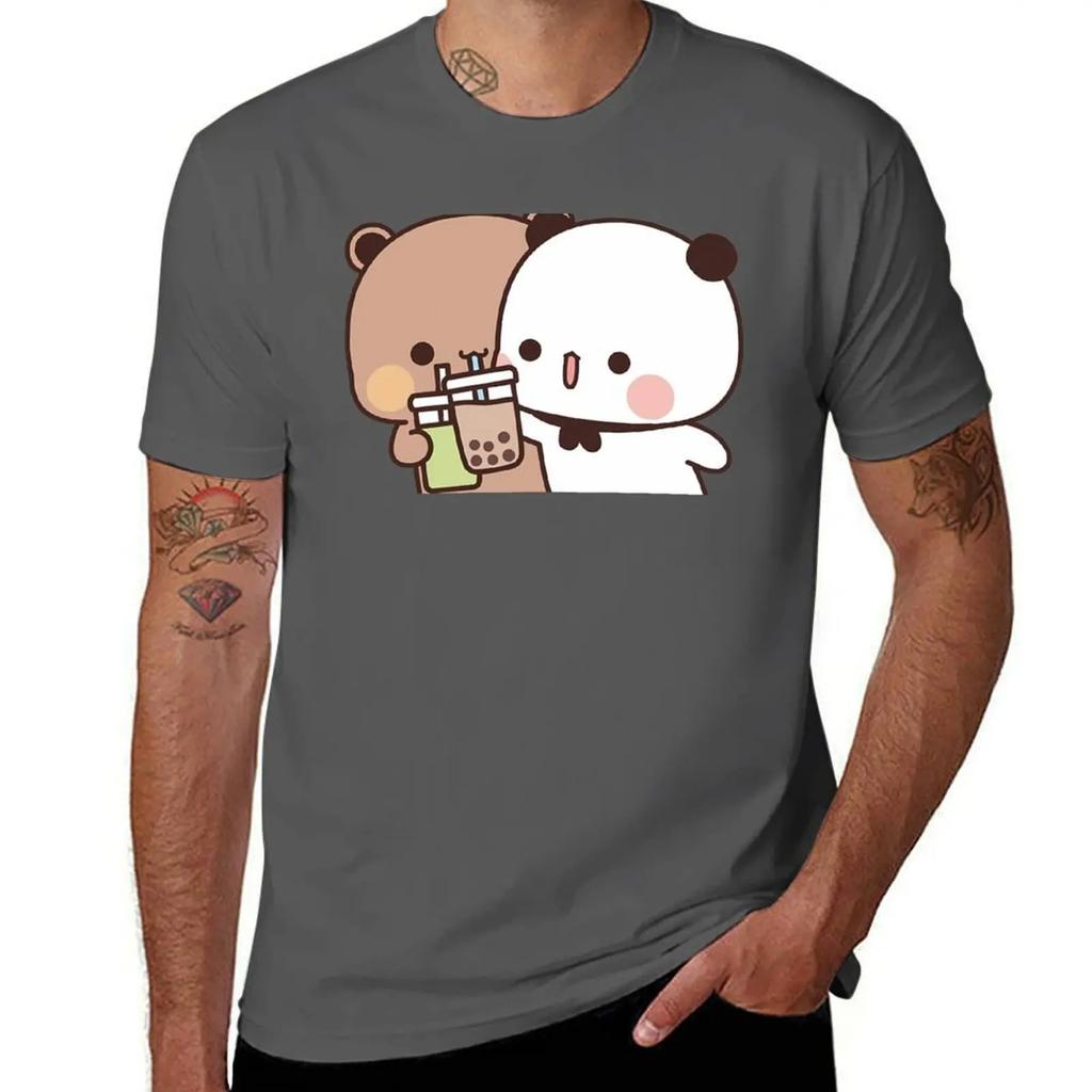 BuBu sharing her iced coffee with DuDu Bear T-Shirt shirts graphic anime clothes T-shirts man mens designer t shirt