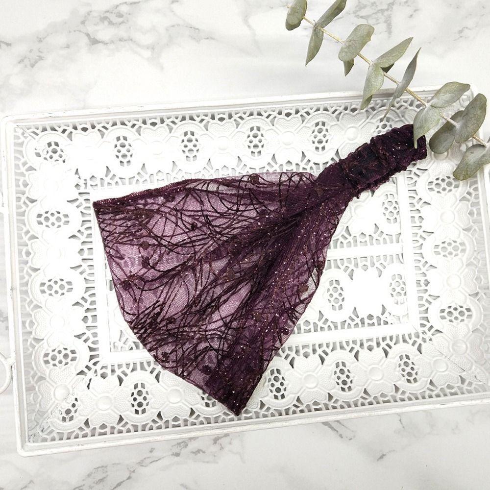 Wide edge headband Korean Headwear Women Headband Mesh Hairbands Fashion Lace Flower Hairbands