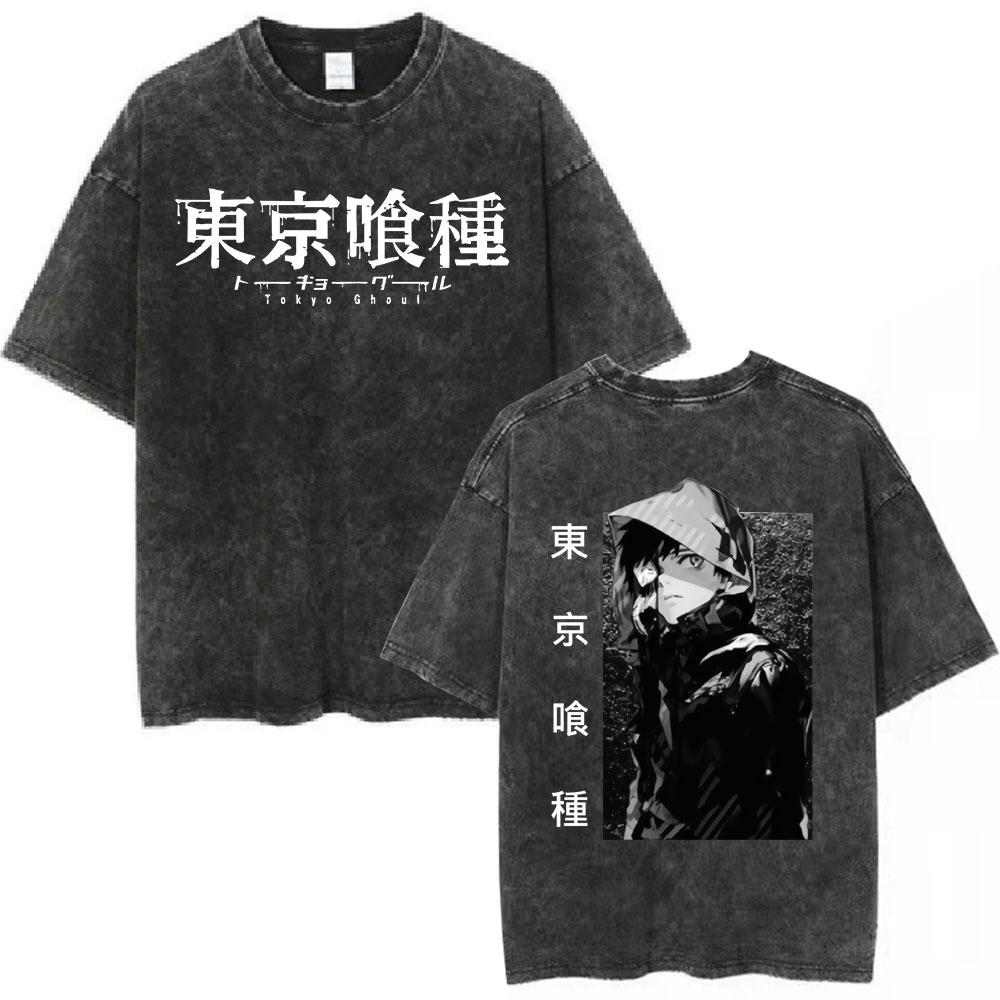 

Washed Vintage Anime Tokyo Ghoul Tshirt Manga Kaneki Ken Graphic T Shirts Men Women Clothing Cartoon Retro Oversized Tshirts S