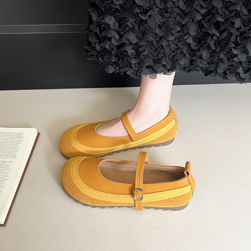 

Модная одинарная обувь 2025 Весна и Осень Новая мягкая подошва Слипоны Слипоны Цветовой блок Плоская подошва Женская 40 жёлтый