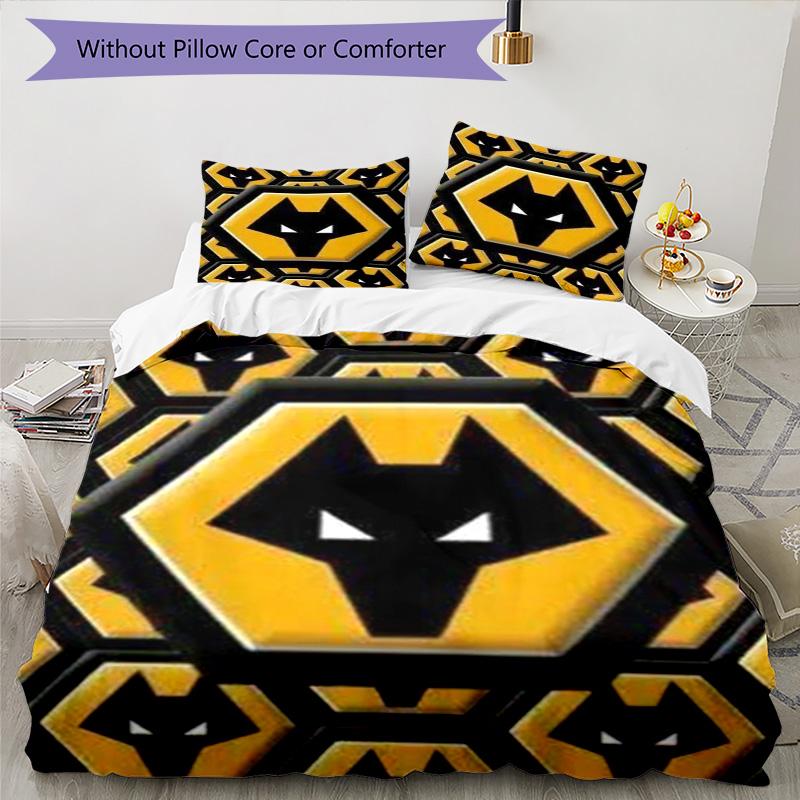 Set Copripiumino con Stampa dello Stemma del Wolverhampton Wanderers Football Club – include 1 copripiumino e 2 federe coordinate Arredamento camera da letto Regali di Natale