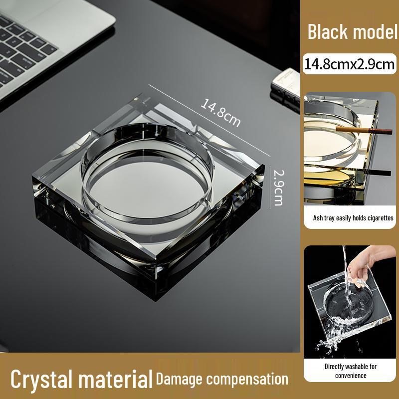 Crystal Glass Ashtray: Elegant, Fly-Repellent Design for Home or Office