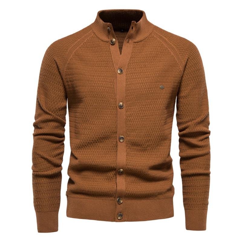 

Мужской трикотажный свитер на молнии в стиле business casual M шоколадный