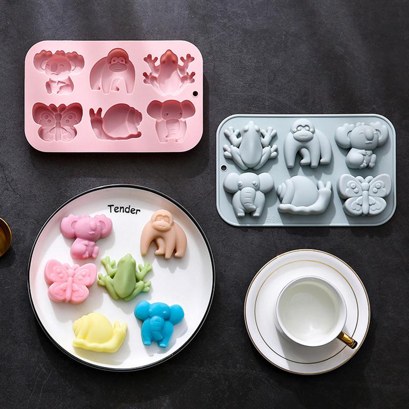 Chocolate Mold Elephant Monkey Frog Silicone Mold For Cake Gummy Jello Ice Cube Crayon, Cake Decoration Soap Mold