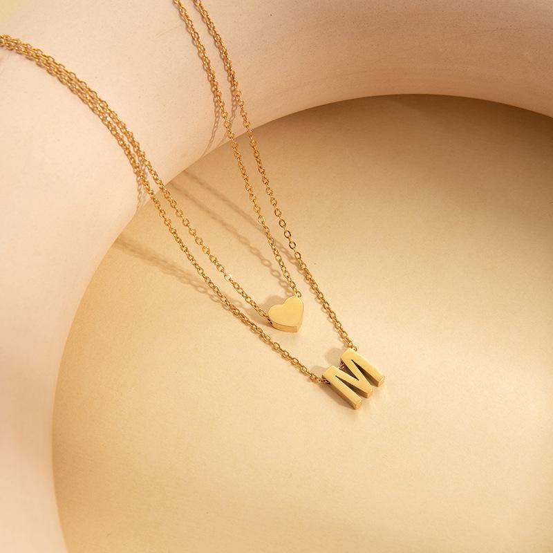European & American Titanium Steel Letter Necklace for Women - High-End Luxury Clavicle Chain, Colorfast Stainless Steel Jewelry