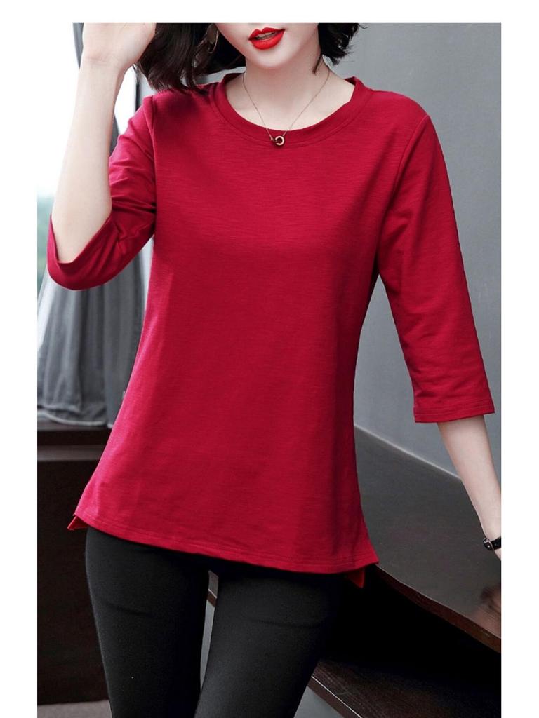 Korean Style Women's T-Shirt - Short, Seven-Sleeved, Long-Sleeved, Loose Fit, Plus Size for Spring and Summer