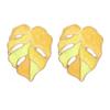 Colorful Geometric Metal Leaf Earrings - Exaggerated Hollow Design