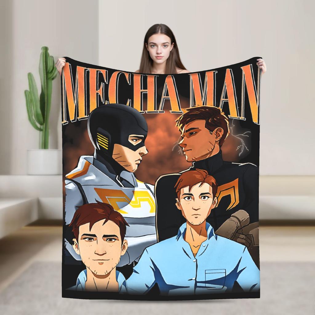 Dispatch Game Mecha Man Flannel Blanket Spring Super Warm Bedding Throws for Living Room Funny Bedspread Sofa Bed Cover