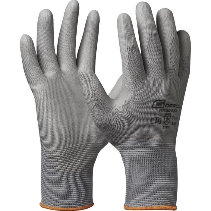 Gants de protection - Gebol Micro-Flex - Taille 7 - 5 paires - Haute résistance à l'abrasion