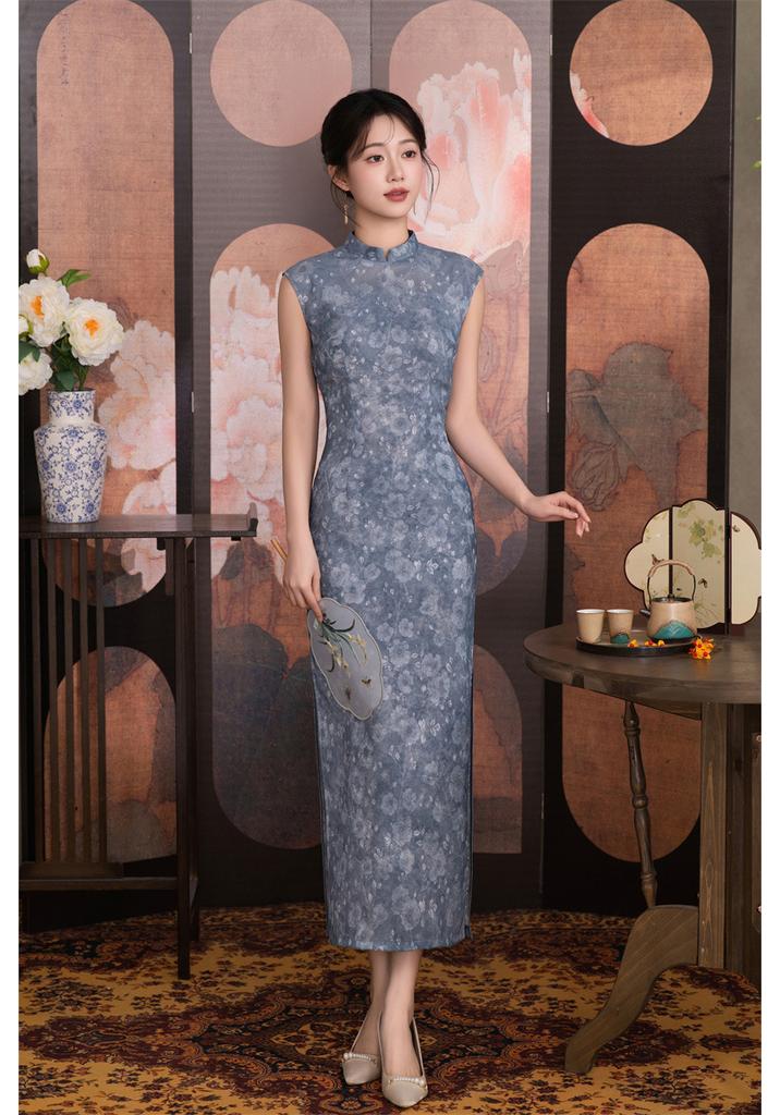 Cheongsam sem mangas estilo Hong Kong novo chinês melhorado retrô feminino primavera e verão novo slim e fino uso diário