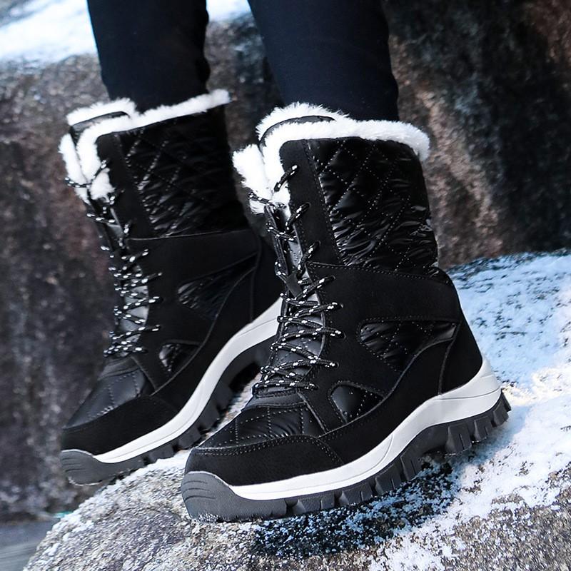 New outdoor snow boots plus fleece women's winter warm sports shoes waterproof cotton boots hiking boots C1259
