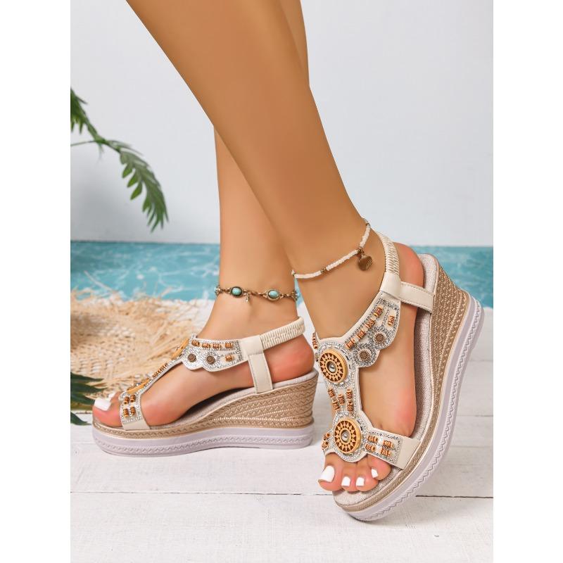 Women's Summer Wedge Thick-Soled High-Heel Sandals, Comfortable European Style Footwear, Available In Large Sizes.