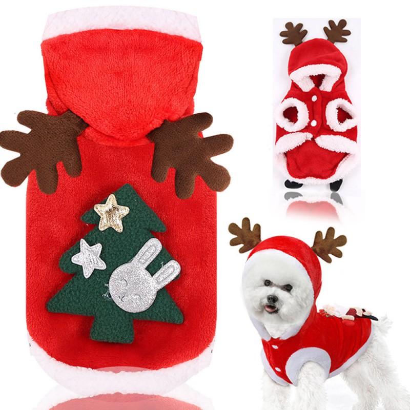 Pet Winter Costume Dogs Christmas Themed Outfit Two-Legged Coat Reindeer Snowman Santa Style