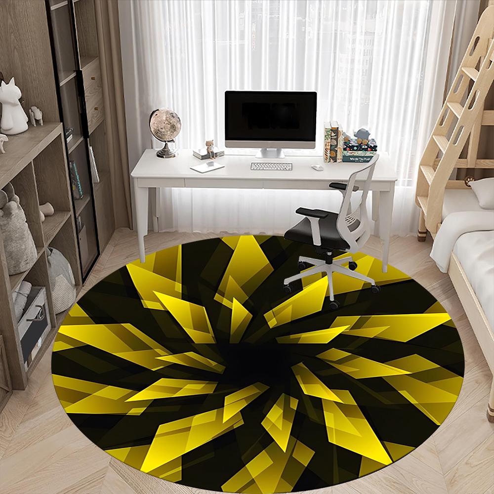 1pc Golden Crystal Carpet, Round Non Slip Durable Large Size Office Carpet, Suitable for Office