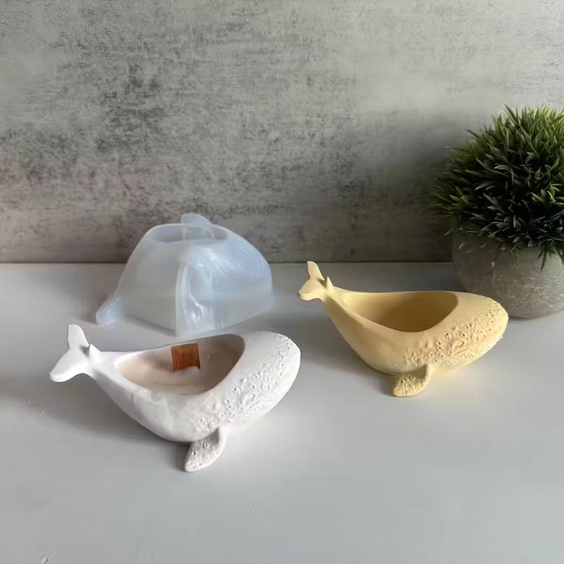3d Whale Flower Pot Silicone Mold Diy Candle Cup Craft Storage Can Resin Cement Home Decoration Drop Glue Mold Christmas