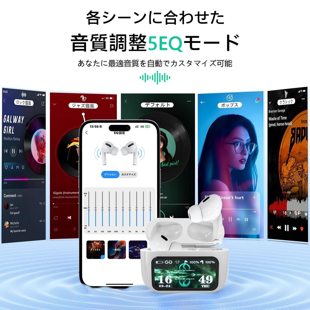 ONES MusPlayE Bluetooth Wireless Earbuds with Touch Screen and ANC Noise Smart Touch App Low Automatic Single or Compact and Game Compatible with and