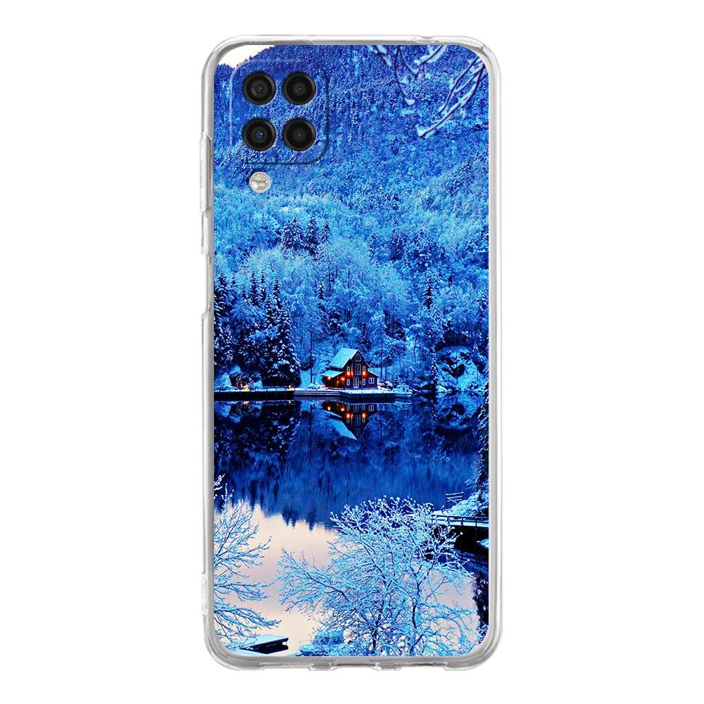 Clear Phone Case for Samsung Galaxy A13 A51 A71 A21S A12 A11 A31 A52 A41 A23 A53 A73 A32 5G A03S Cover Snowy Mountain Christmas